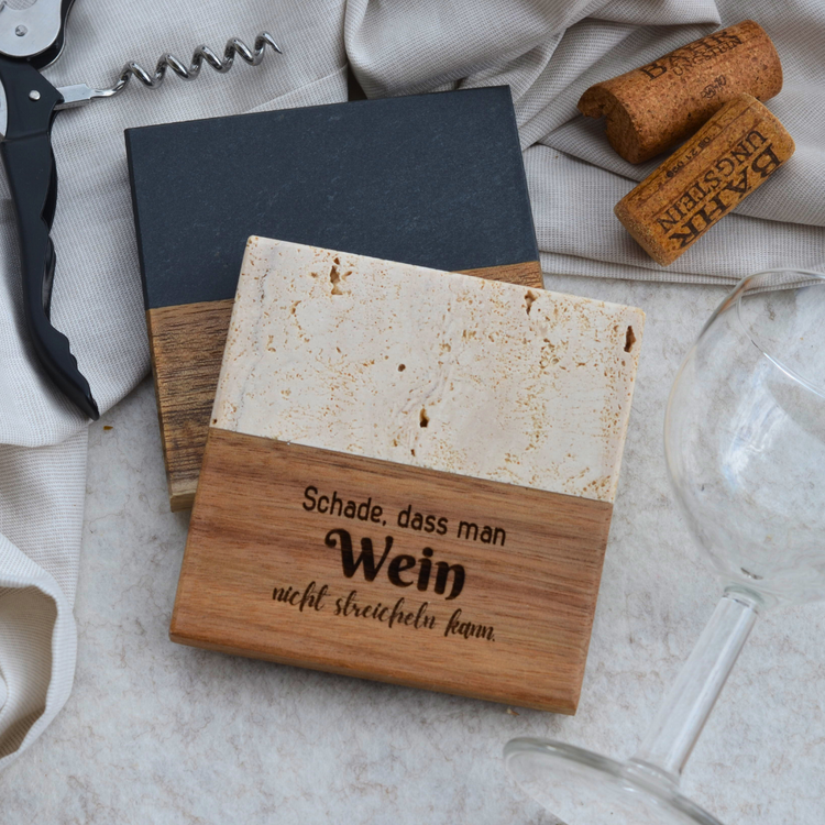 Gravierte Untersetzer Wein/Bier
