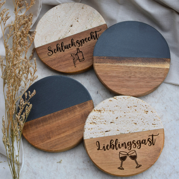 Personalisierte gravierte Untersetzer Wein/Bier/Cocktail/Home