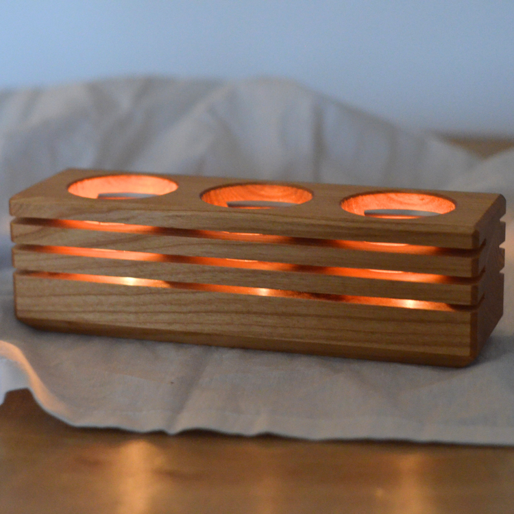 Teelichthalter aus Kirschholz | Handgemachte Deko | Kerzenhalter Holz für Tischdeko | Moderner Leuchter | Nachhaltige Wohnaccessoires